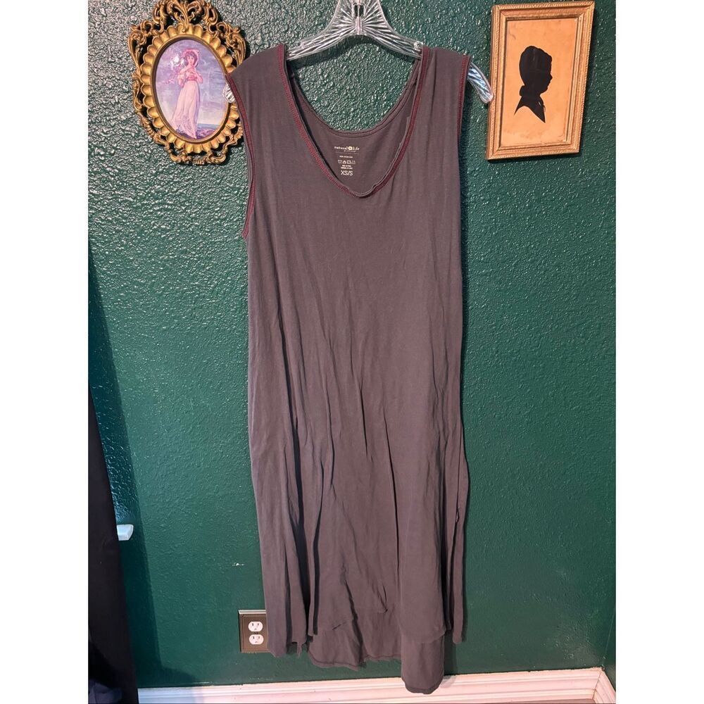 Natural Life 100% Cotton Gray Slouchy Relaxed Maxi Dress Sz XS/S